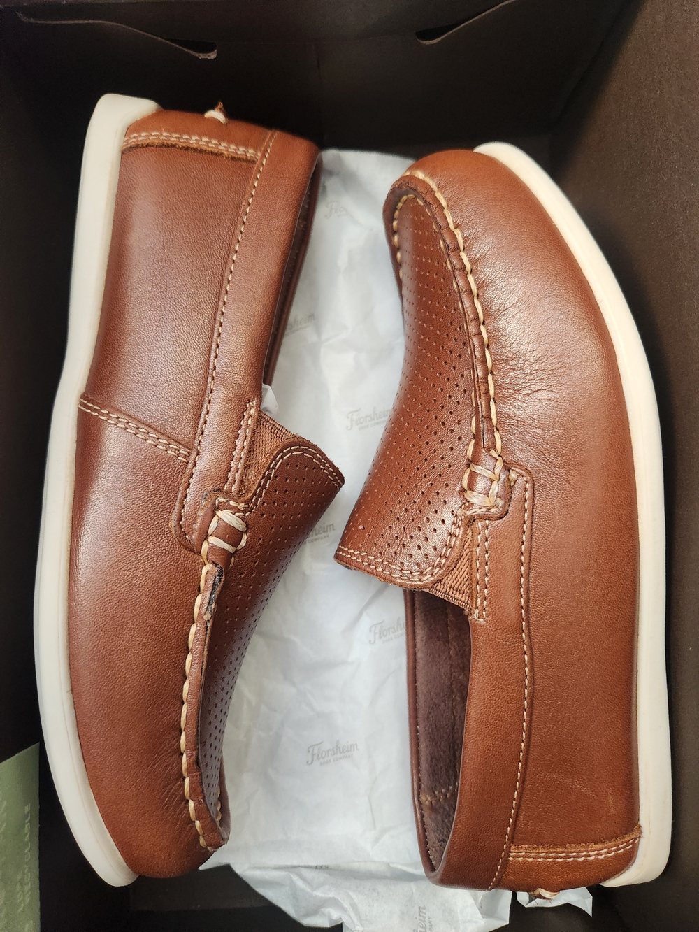 Boys Brown Perforated Leather Slip-On Loafers - Picture 4 of 4